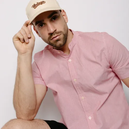 Camisa Liberato Basics Mao Mangas Cortas Rayitas Rojas