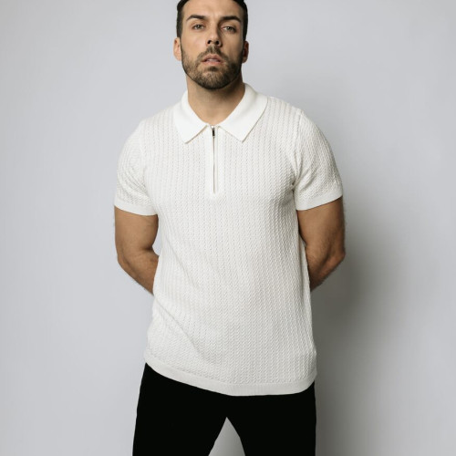 REMERA ABERCROMBIE POLO CON CIERRE MARFIL