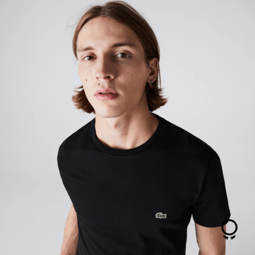 REMERA CUELLO REDONDO LACOSTE NEGRA