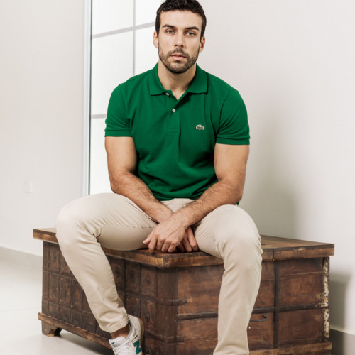 REMERA CUELLO POLO LACOSTE VERDE