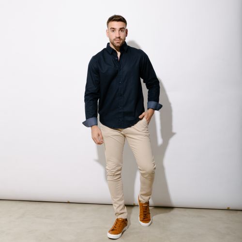 Camisa Liberato Basics Mangas Largas Azul Marino