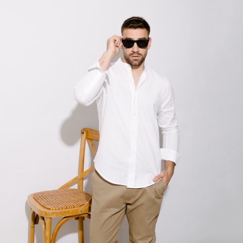 Camisa Liberato Basics Mao Mangas Largas Blanca