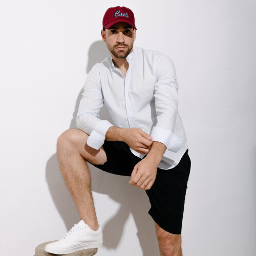 CAMISA LIBERATO BASICS MAO MANGAS LARGAS CELESTE RAYITAS