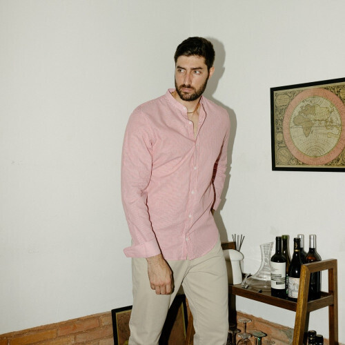 CAMISA LIBERATO BASICS MAO MANGAS LARGAS RAYAS ROJAS