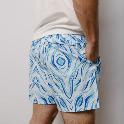 SHORT DE BAÑO LIBERATO BASICS ALGAS CELESTE