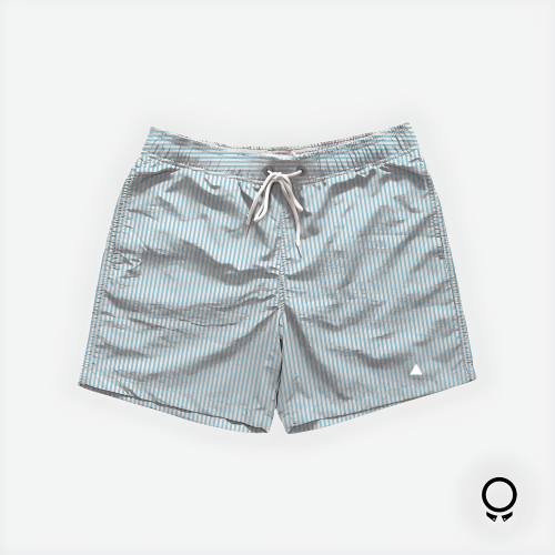 SHORT DE BAÑO LIBERATO BASICS RAYAS CELESTE