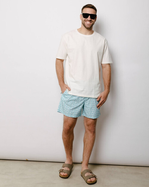 SHORT DE BAÑO LIBERATO BASICS CELESTE TRIAGULOS