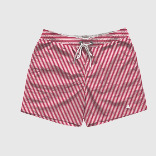 SHORT DE BAÑO LIBERATO BASICS RAYITAS ROJA