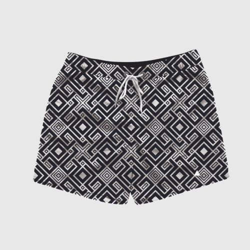 SHORT DE BAÑO LIBERATO BASICS NEGRO FORMAS BLANCAS