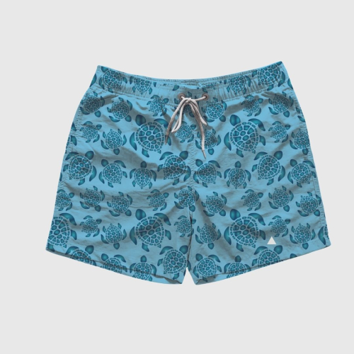 SHORT DE BAÑO LIBERATO BASICS CELESTE TORTUGAS