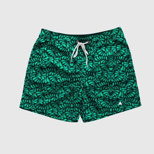 SHORT DE BAÑO LIBERATO BASICS VERDE OSCURO HOJITAS