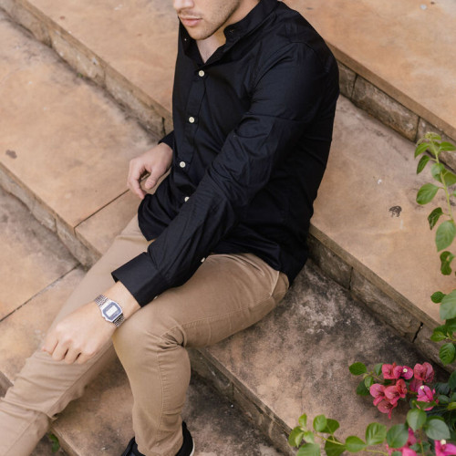 CAMISA LIBERATO BASICS MAO MANGAS LARGAS NEGRA