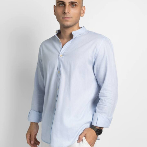 CAMISA LIBERATO BASICS MAO MANGAS LARGAS RAYAS CELESTE