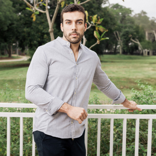 CAMISA LIBERATO BASICS MAO MANGAS LARGAS GRIS JASPEADA