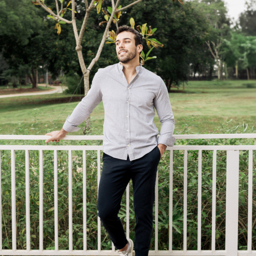 CAMISA LIBERATO BASICS MAO MANGAS LARGAS GRIS JASPEADA