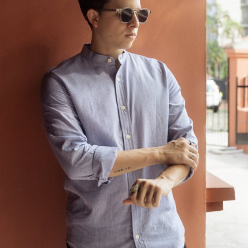 CAMISA LIBERATO BASICS MAO MANGAS LARGAS RAYAS AZULES