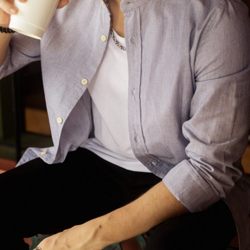 CAMISA LIBERATO BASICS MAO MANGAS LARGAS RAYAS AZULES