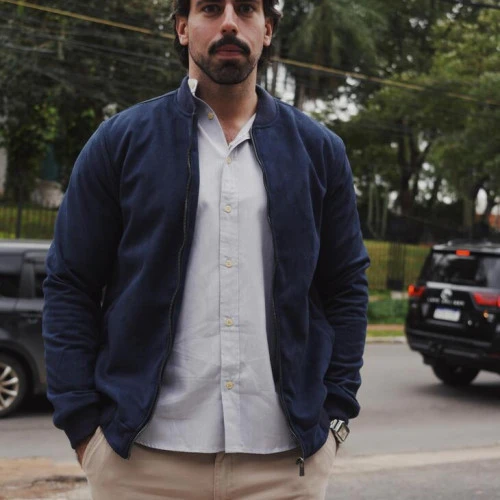 BOMBER JACKET LIBERATO BASICS GAMUZA AZUL MARINO