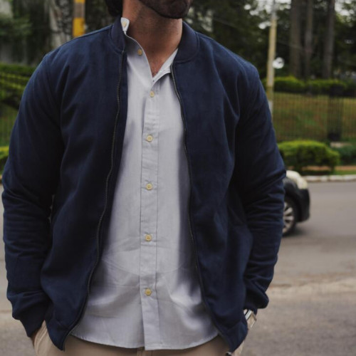 BOMBER JACKET LIBERATO BASICS GAMUZA AZUL MARINO