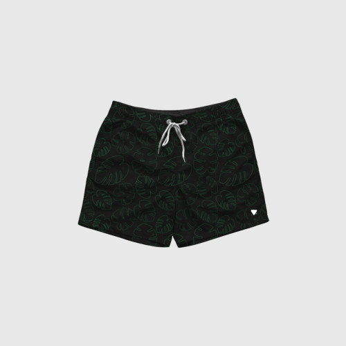 SHORT DE BAÑO LIBERATO NEGRO HOJAS VERDES