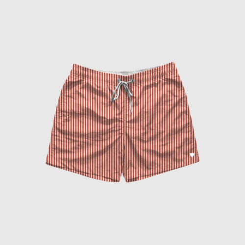 SHORT DE BAÑO LIBERATO BLANCO CON RAYAS ROJAS