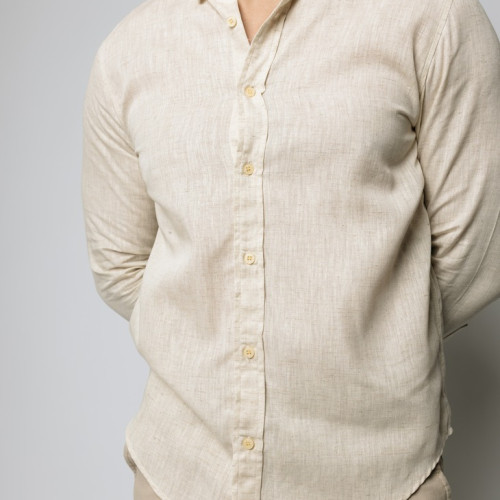 CAMISA LIBERATO MANGAS LARGAS DE LINO BEIGE