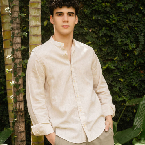 CAMISA LIBERATO MAO MANGAS DE LINO BEIGE